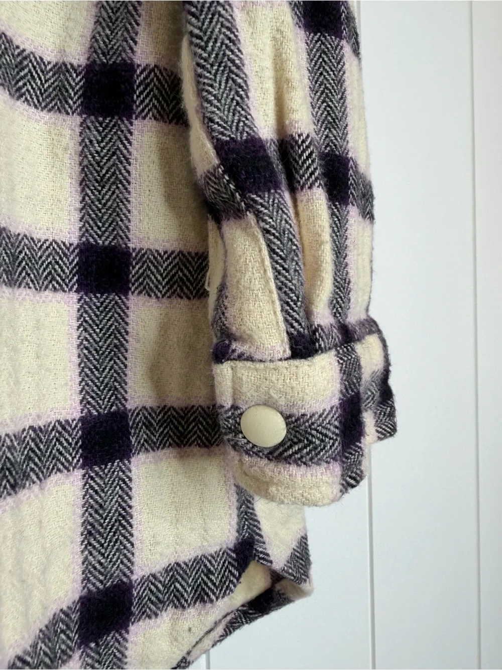 Zara Kids Plaid Shacket Jacket - Cream & Black